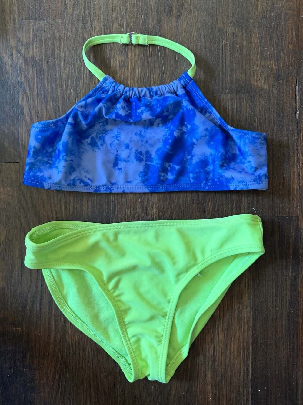 Wonder Nation Girls Tie Dye High Neck Halter Bikini 2-Piece Swimsuit